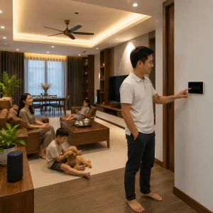Công Tắc Cảm Ứng Kính Phẳng 2 Nút Vuông Đăng Nguyên SmartHome