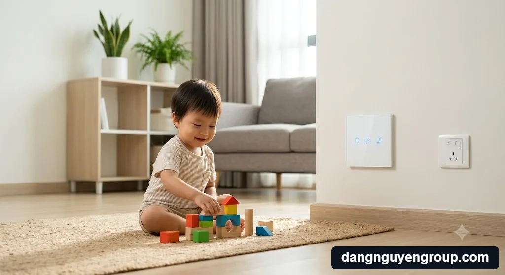Giải đáp thắc mắc gia đình có trẻ nhỏ có nên làm nhà thông minh để phòng ngừa tai nạn điện