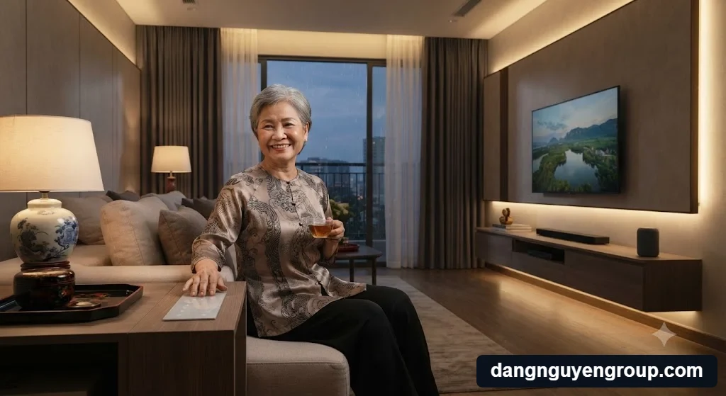 Hình ảnh minh họa cho chủ đề Người lớn tuổi có dùng được nhà thông minh không? tại nhà phố hiện đại.